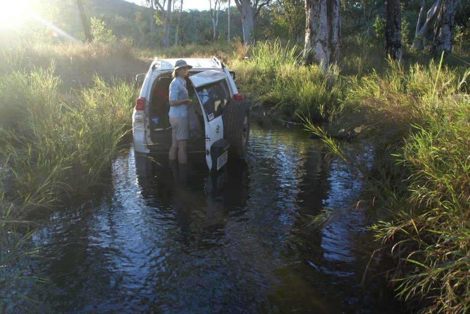 Gayle retrieves the evening meal.